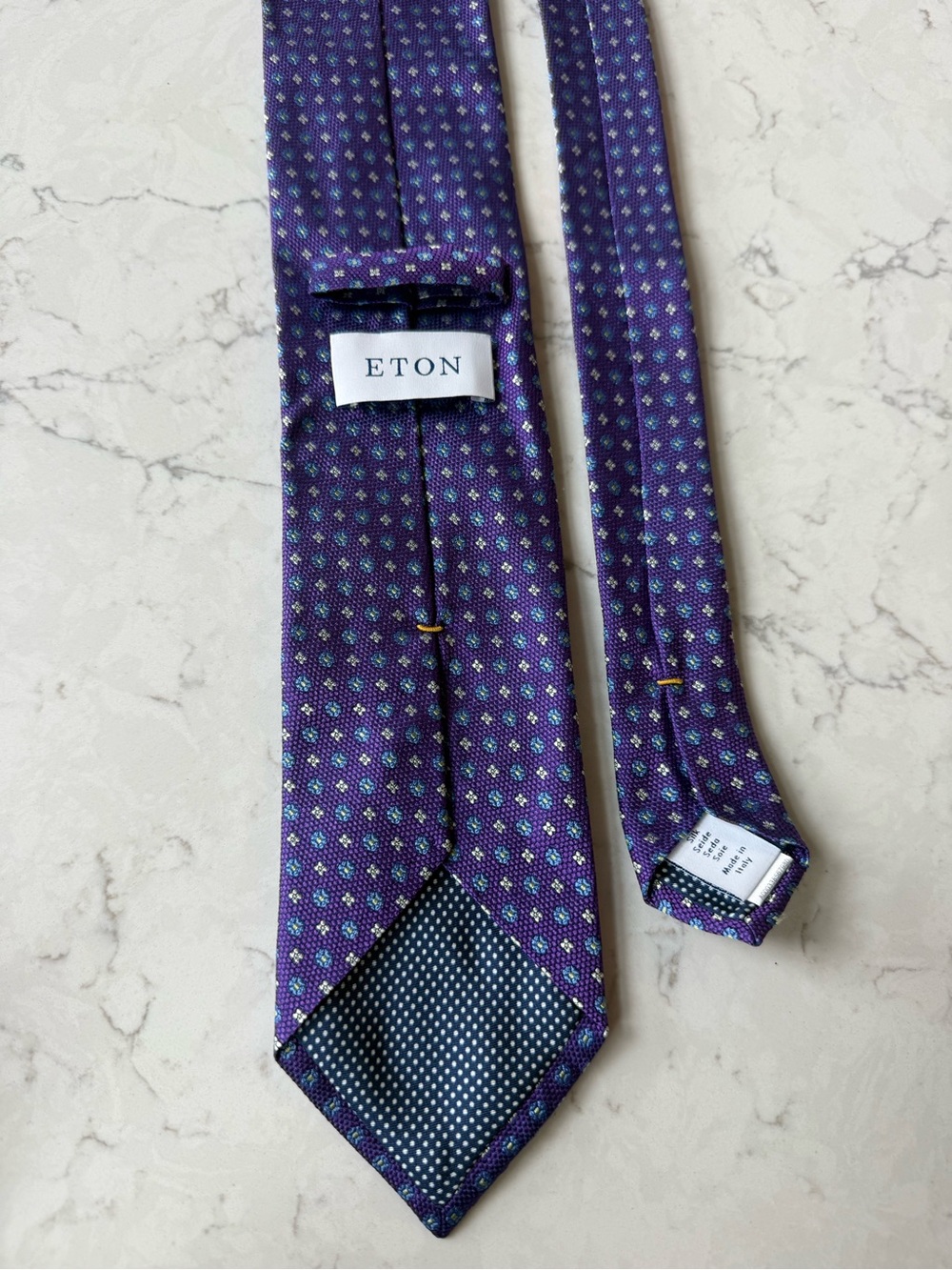 Eton of Sweden 100% Silk Tie Purple Neat Geometric Dot Pattern Made in Italy